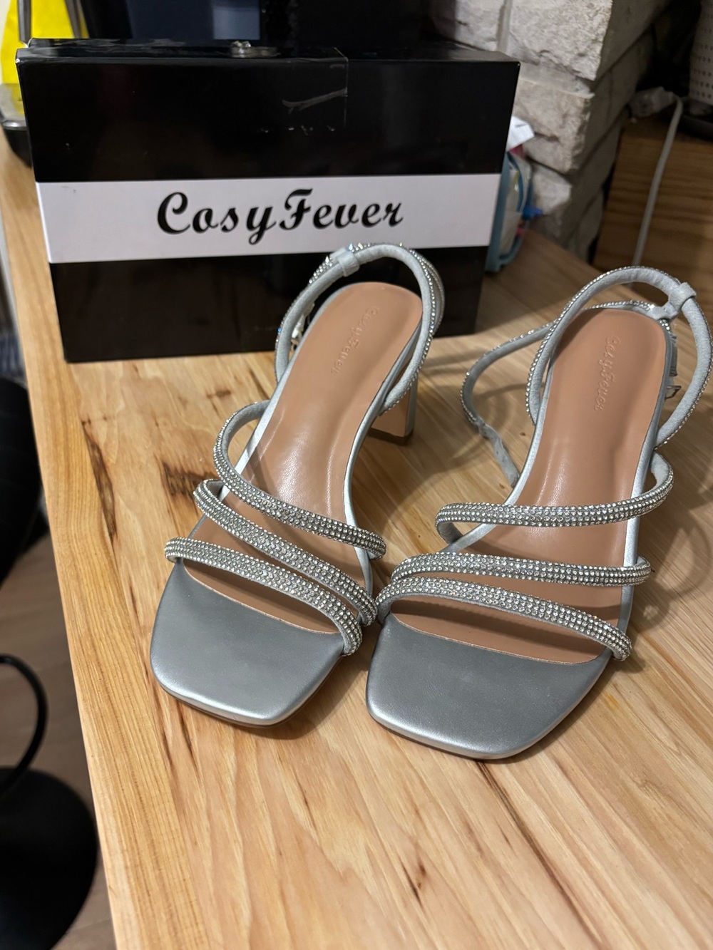 Cosy Fever Silver Strappy Heeled Sandals for Women